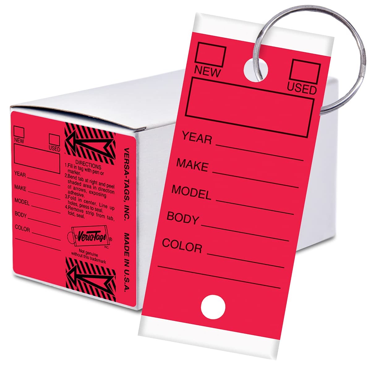 250 Per Box, Self-Protecting Paper Key Tags with Chrome-Plated Split Rings Pe…