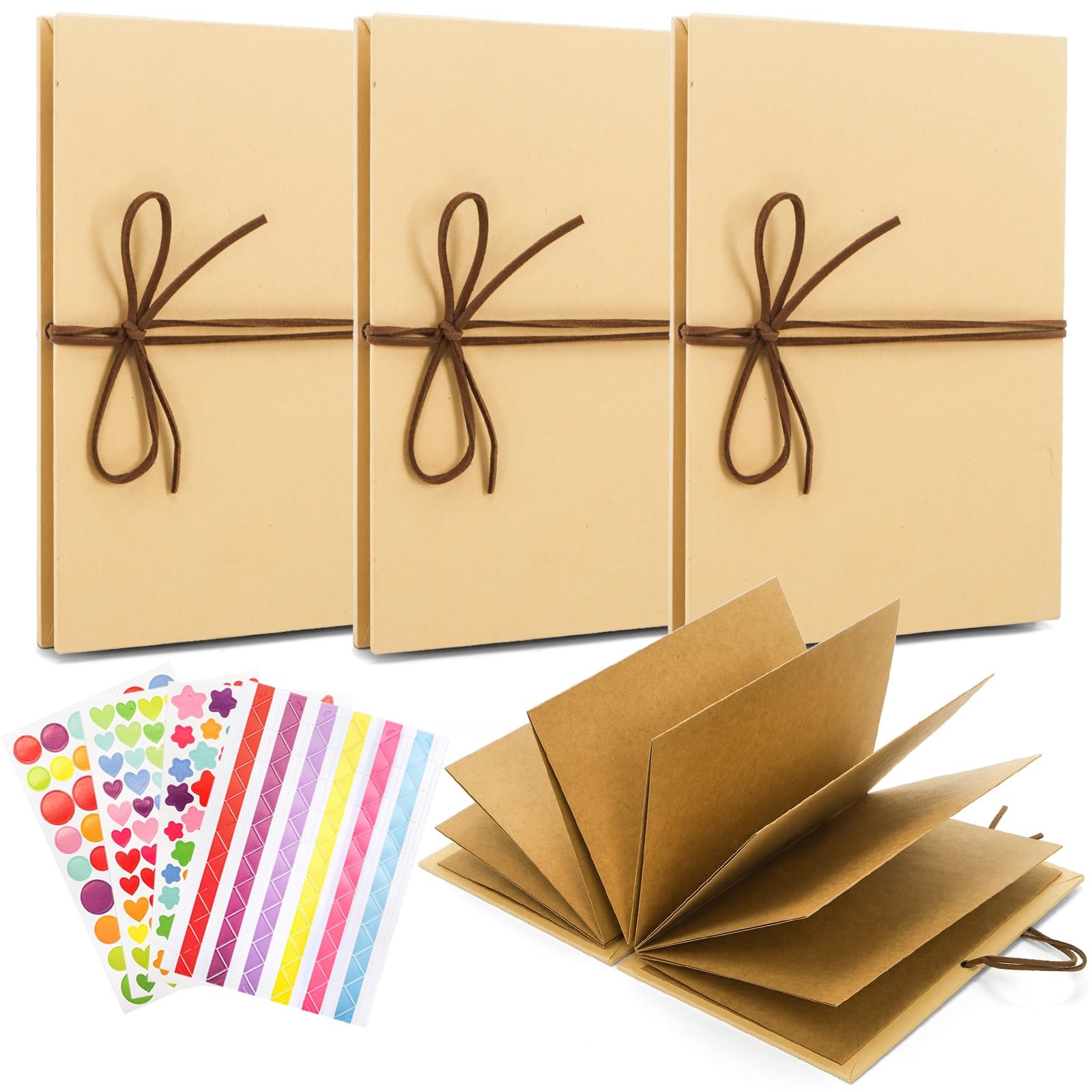 Hacaroa 4 Pack 6 x 8 Inches Accordion Scrapbook 8.3″L x 5.9″W x 0.6″H, Brown