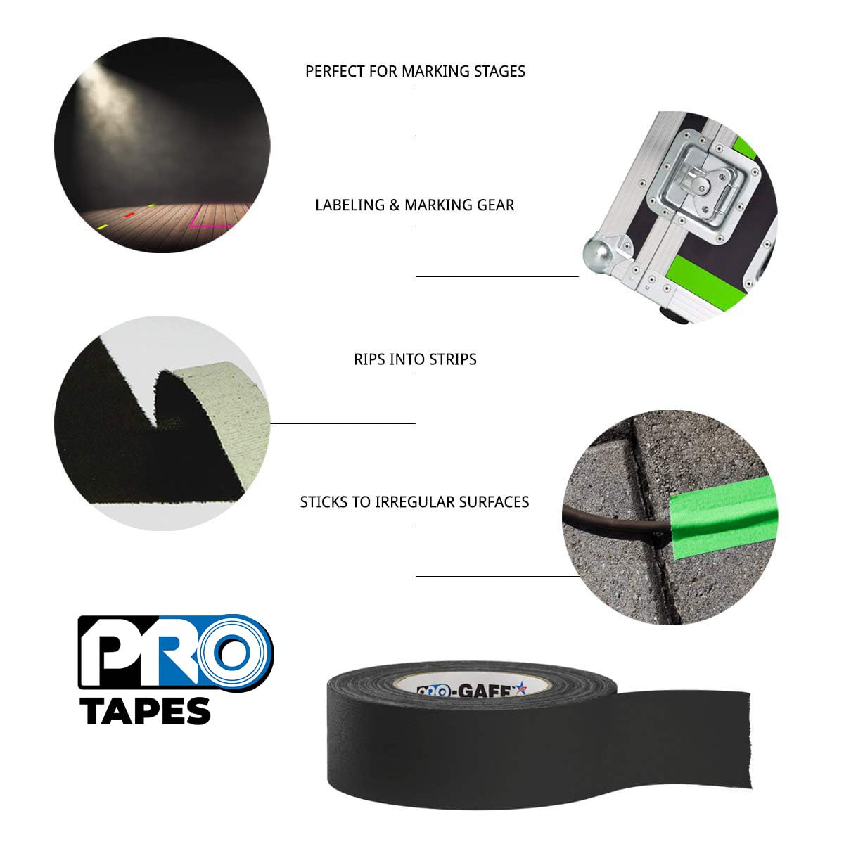 1″ Width Protapes Pro Gaff Premium Matte Cloth Gaffer’S Tape with Rubber Adhesi