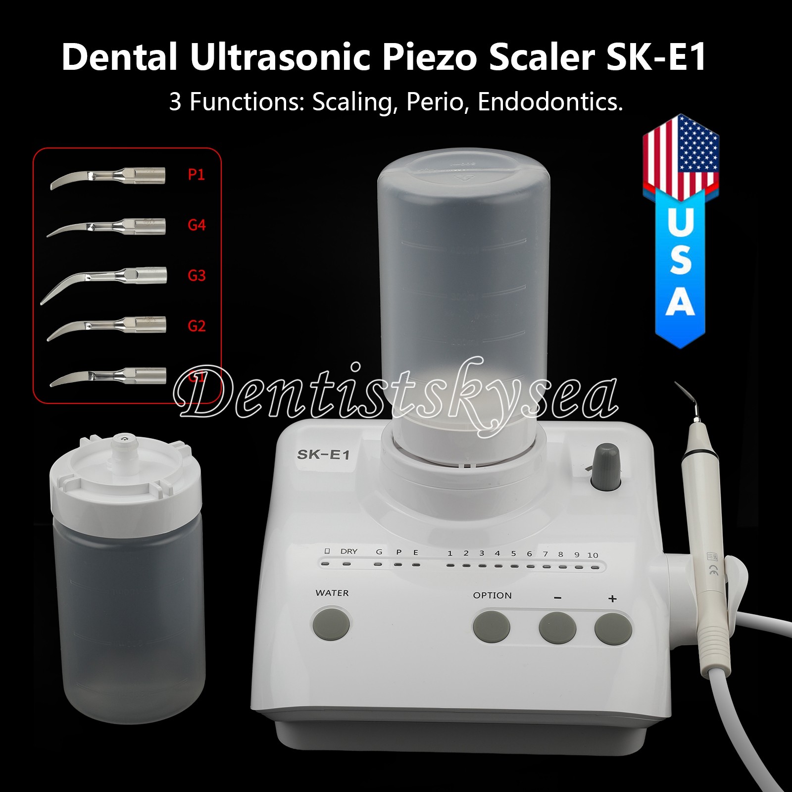 SK-E1 Dental Ultrasonic Piezo Scaler W/Handpiece Tips Bottles Fit EMS HOT