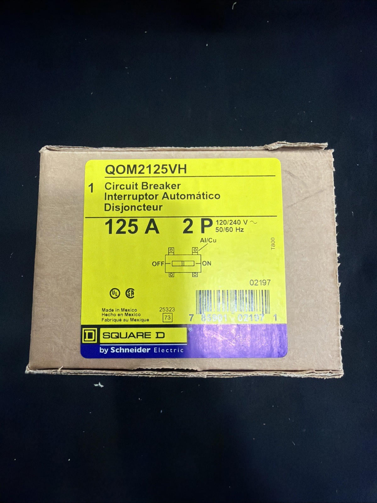 Square D QOM2125VH 125A 2P Main Circuit Breaker 120/240v