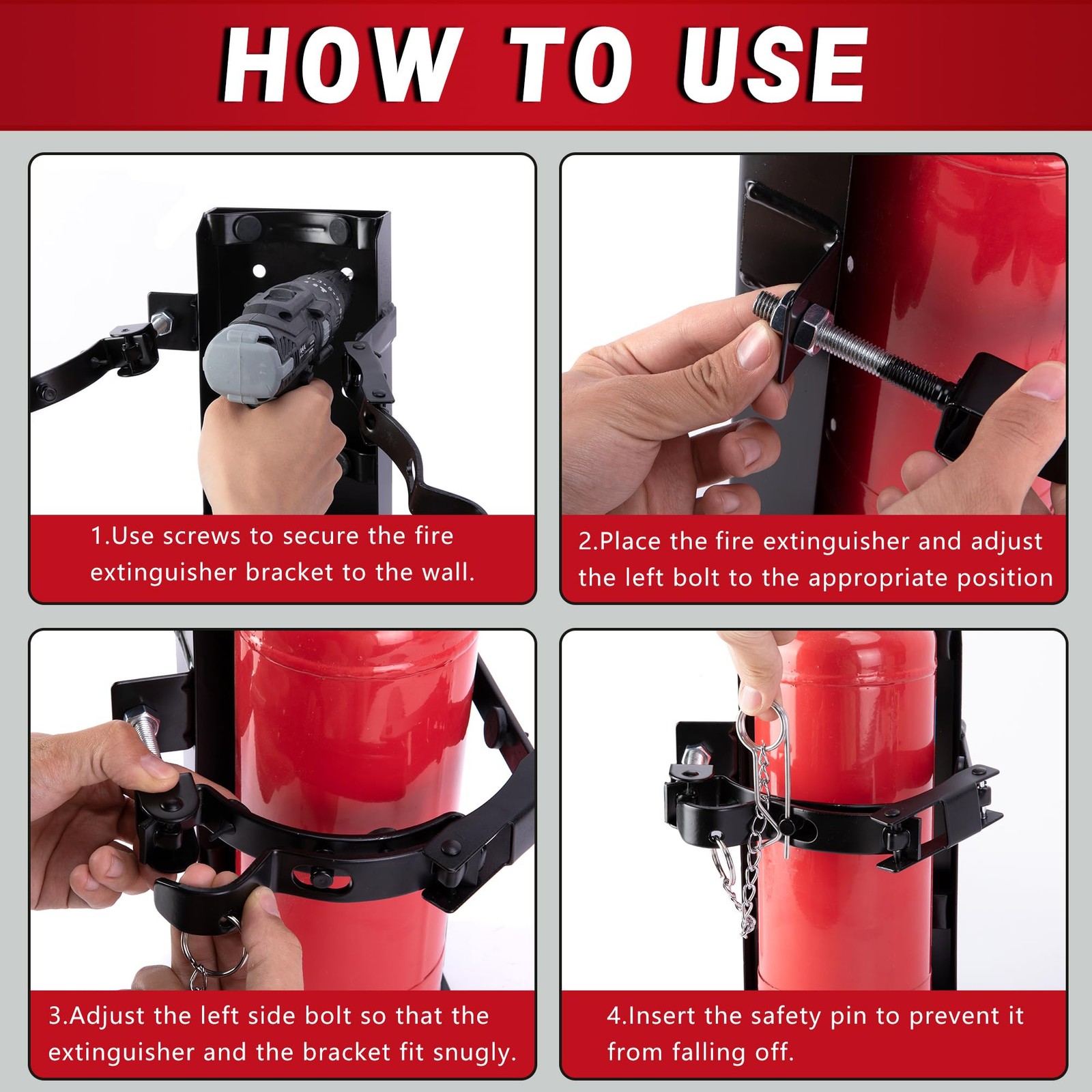 HD Fire Extinguisher Bracket for 10lb/5lb Vehicle/Boat/Marine/Truck/Home/School
