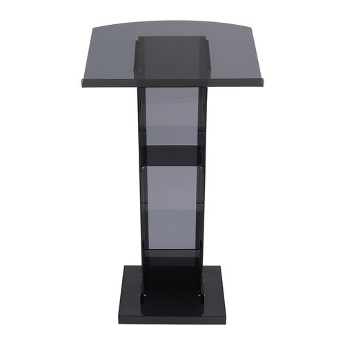 Acrylic Podium Stand, Floor Standing Podium, Acrylic Podium with Storage Shelf