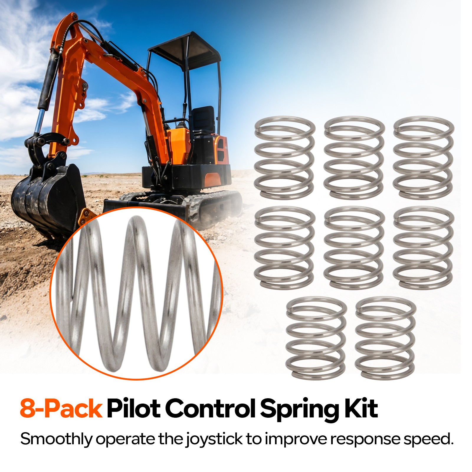 8x Pilot Control Spring Mod Kit For AGT Rippa Mini Excavator Fix Jerky Controls