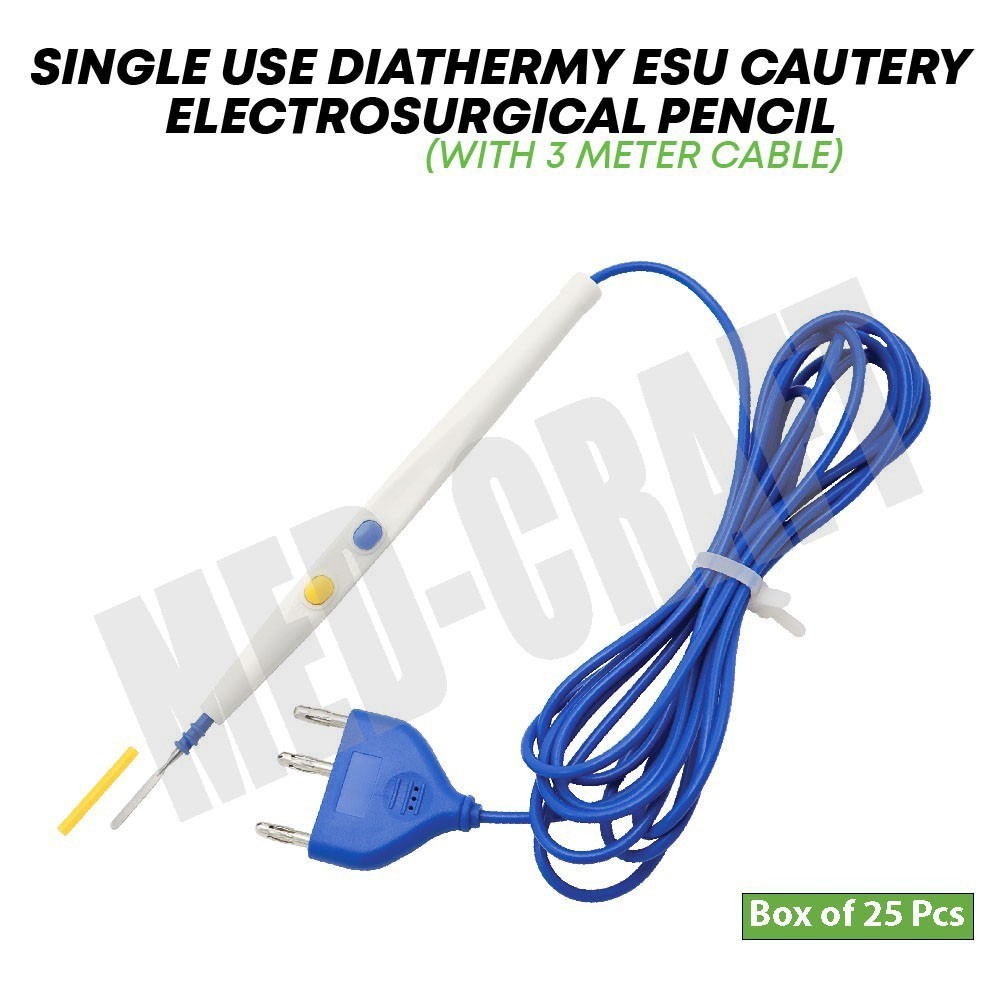 Diathermy ESU Cautery Pencil Electrosurgical Pencil with Blade Pack of 25 Pcs