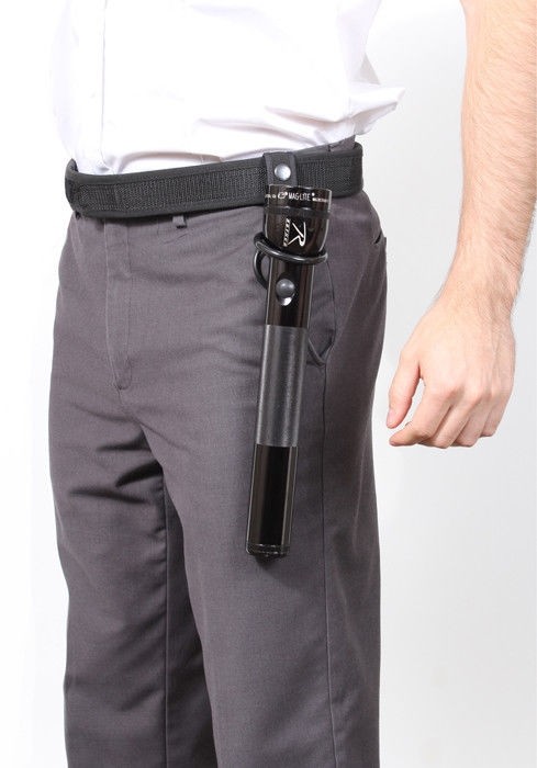 Black Two Ring Double Holder Tactical Duty Belt Carry Flashlight Stick Baton