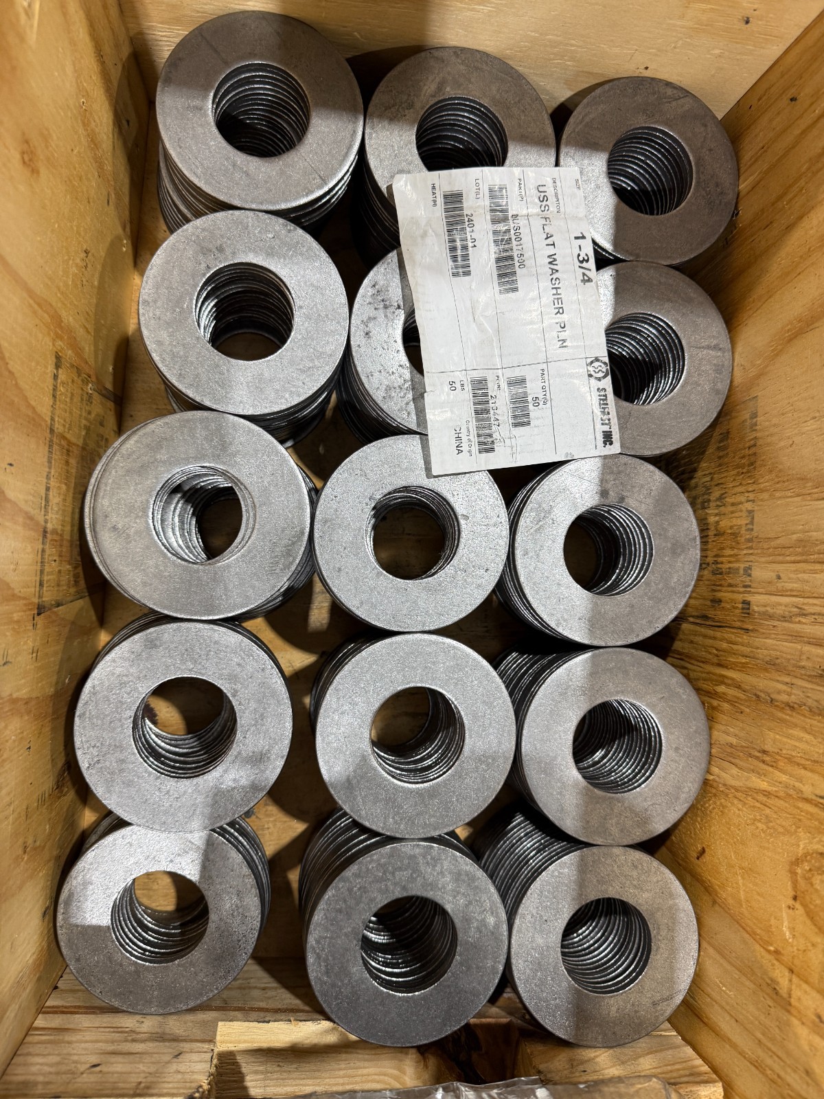 Flat Washer, 1-3/4″ (1.75″), OD 4.0″ x ID 1.875″ x Thick 0.20″ lot of 4