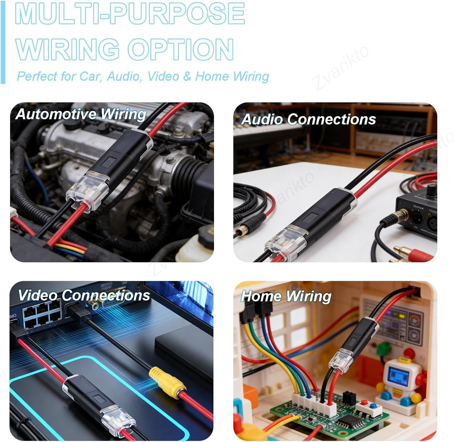Wire Connectors, 50PCS Double Plug-In Connector with Locking Buckle, Low Voltage