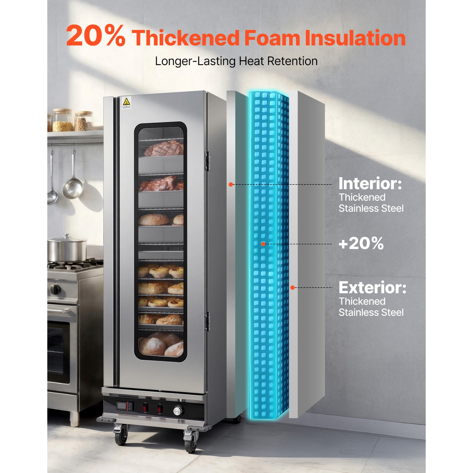 Uimoso Electric Food Warming Cabinet with 16 Tiers and Glass Door