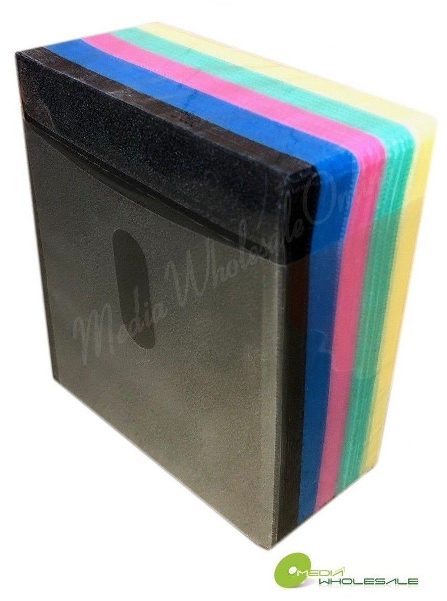 100 Non Woven CD DVD Multi Color Double Sided Plastic Sleeve – HOLD 200 discs