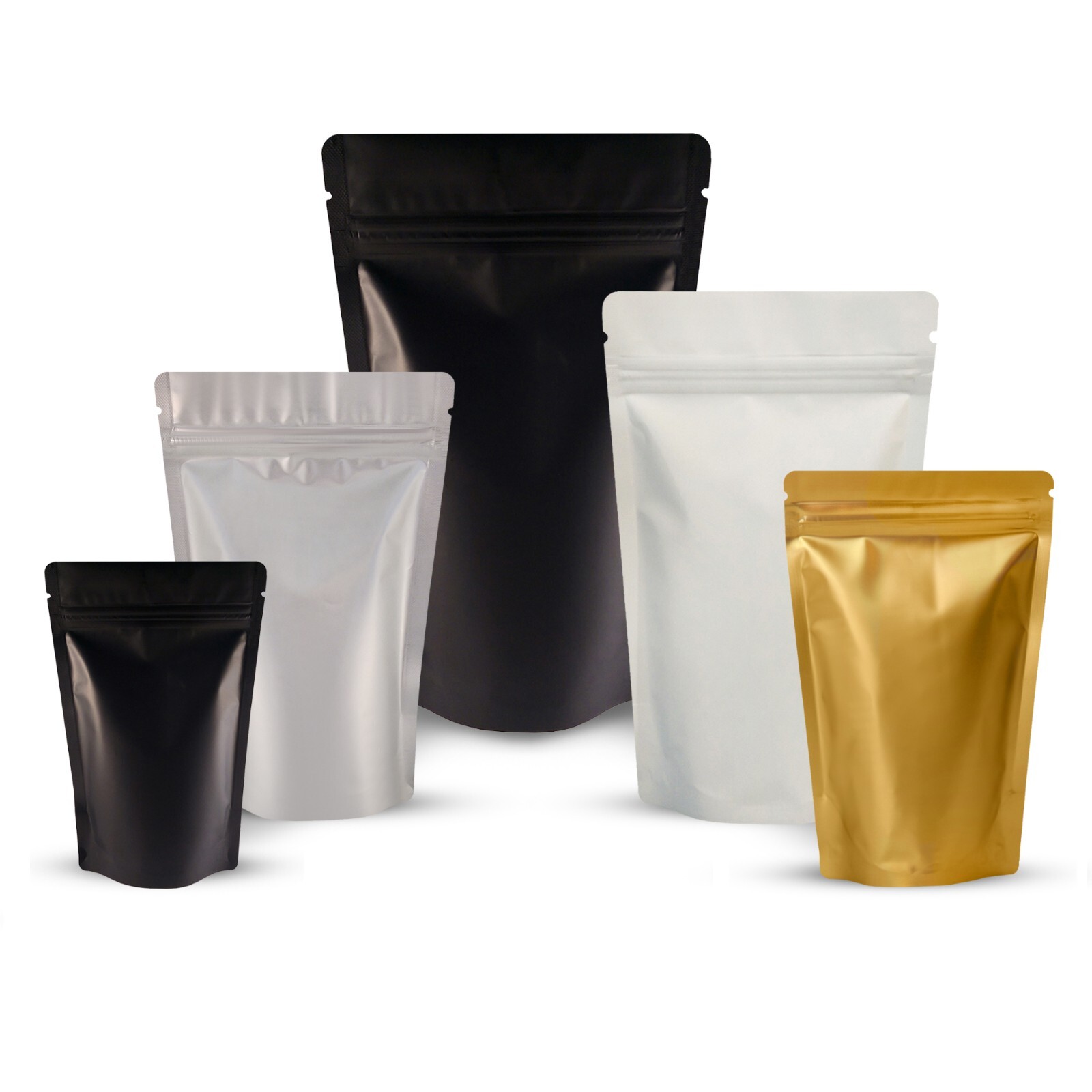 MATT FINISH FOIL ZIP LOCK RESEALABLE BAGS STAND UP POUCHES FOOD GRADE HEAT SEAL