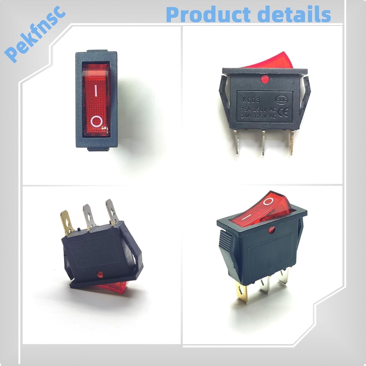 120 Volt 3 Prong Rocker Switch Lighted On Off Plug 24V Switch 120V Rocker Switch