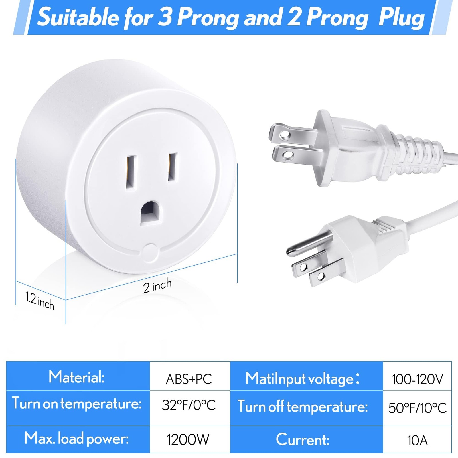 2 Pieces Thermostatically Controlled Outlet, On at 32°F/Off 50 °F White