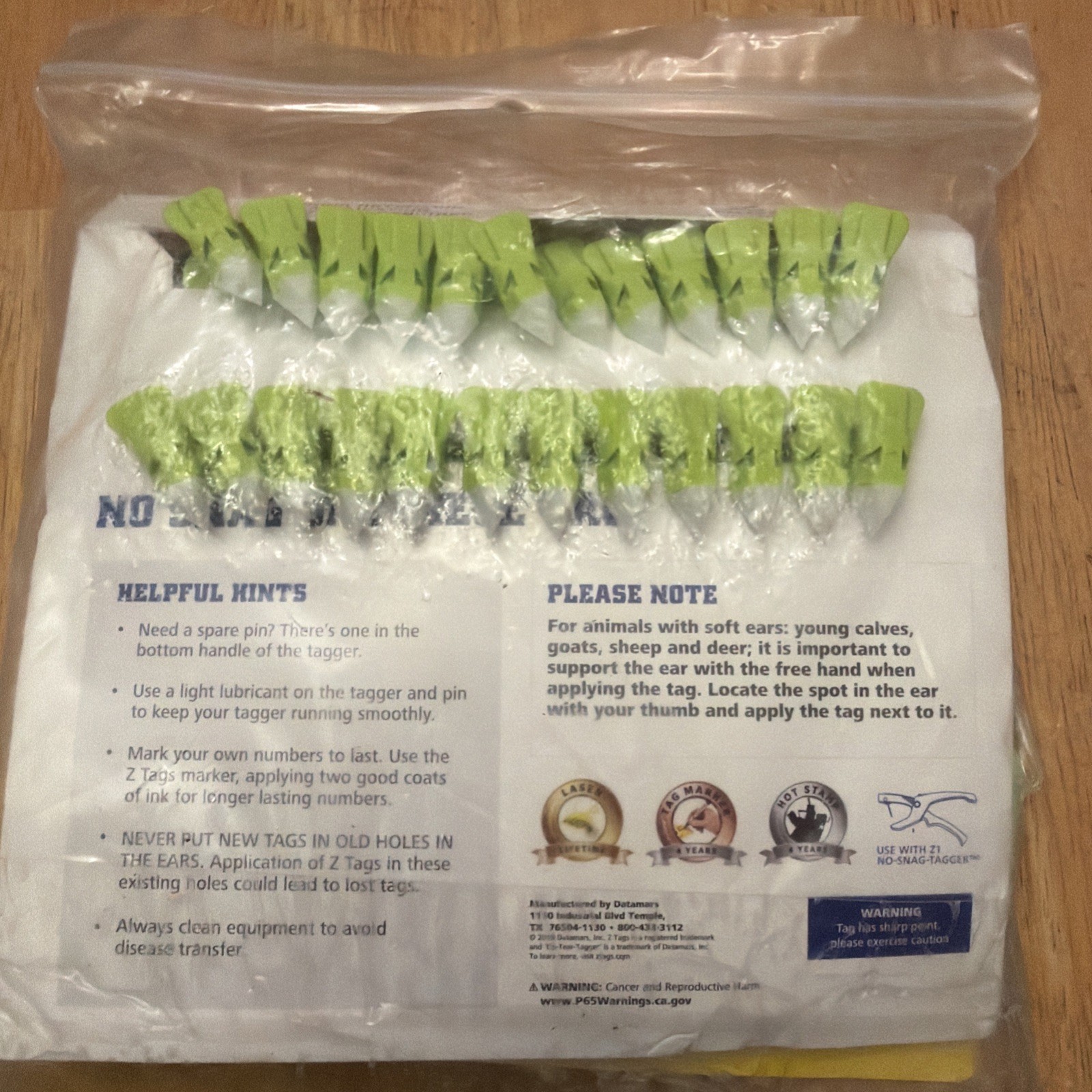 Z1 No-Snag Blank Cow Tags Chartreuse 25 Count By Z Tags New & Free Shipping