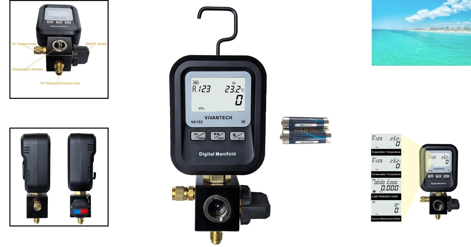 High-Accuracy Digital HVAC Gauge with Backlit LCD & 24 Refrigerants Database