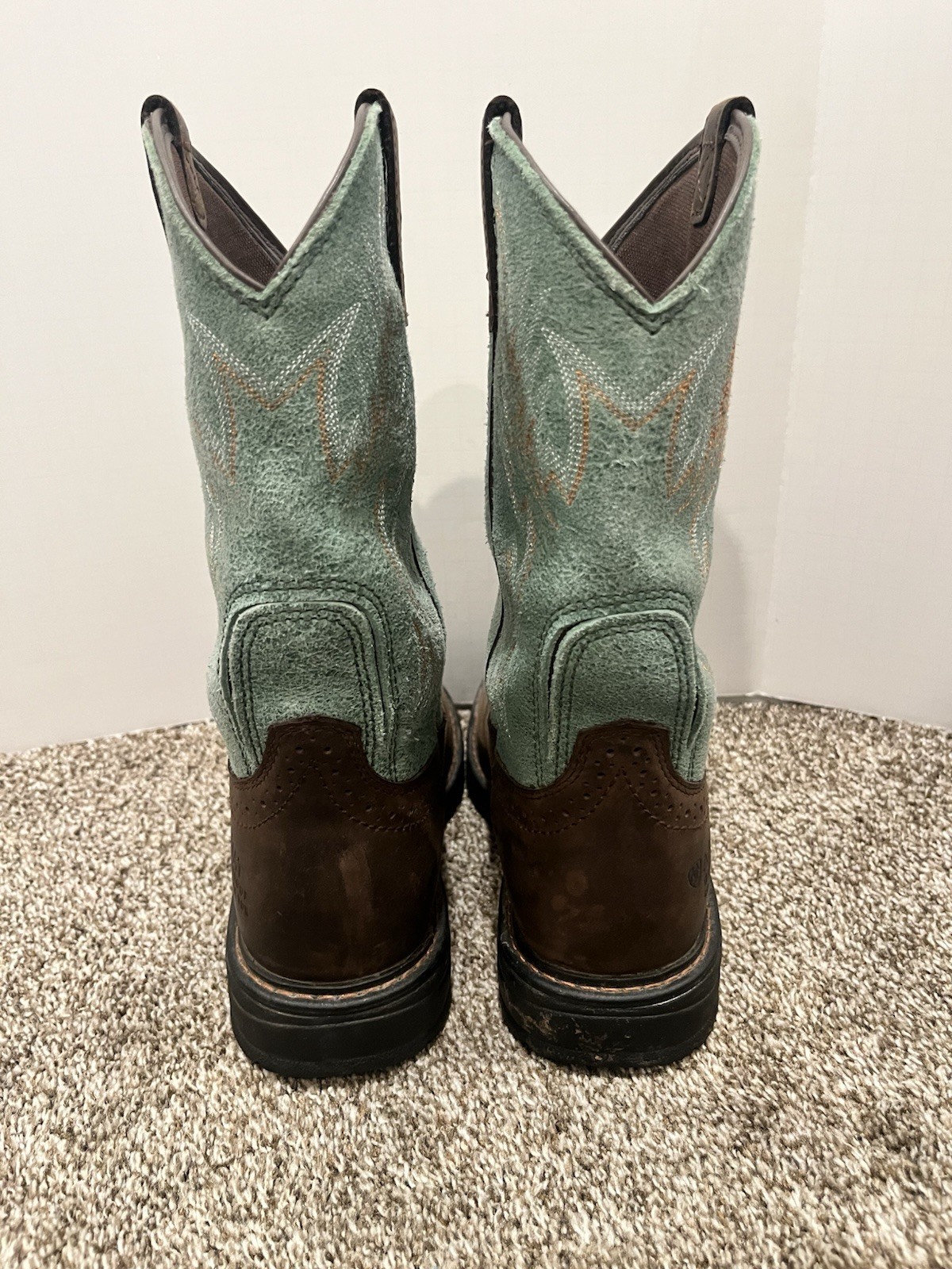 Ariat Tracey Work Boots Brown/Turquoise WP Comp Toe Womens US 8.5 B Medium EUC