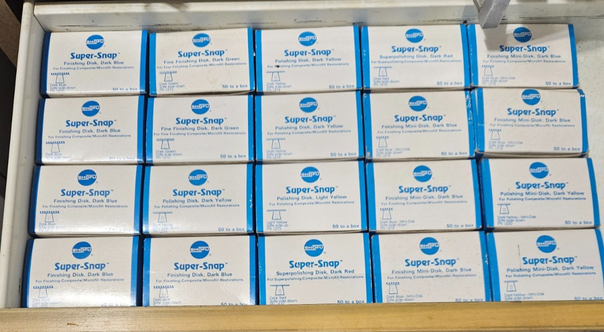 Shofu #L514 Super-Snap Finishing Mini Disks Safe Side Down DARK YELLOW 50/Box