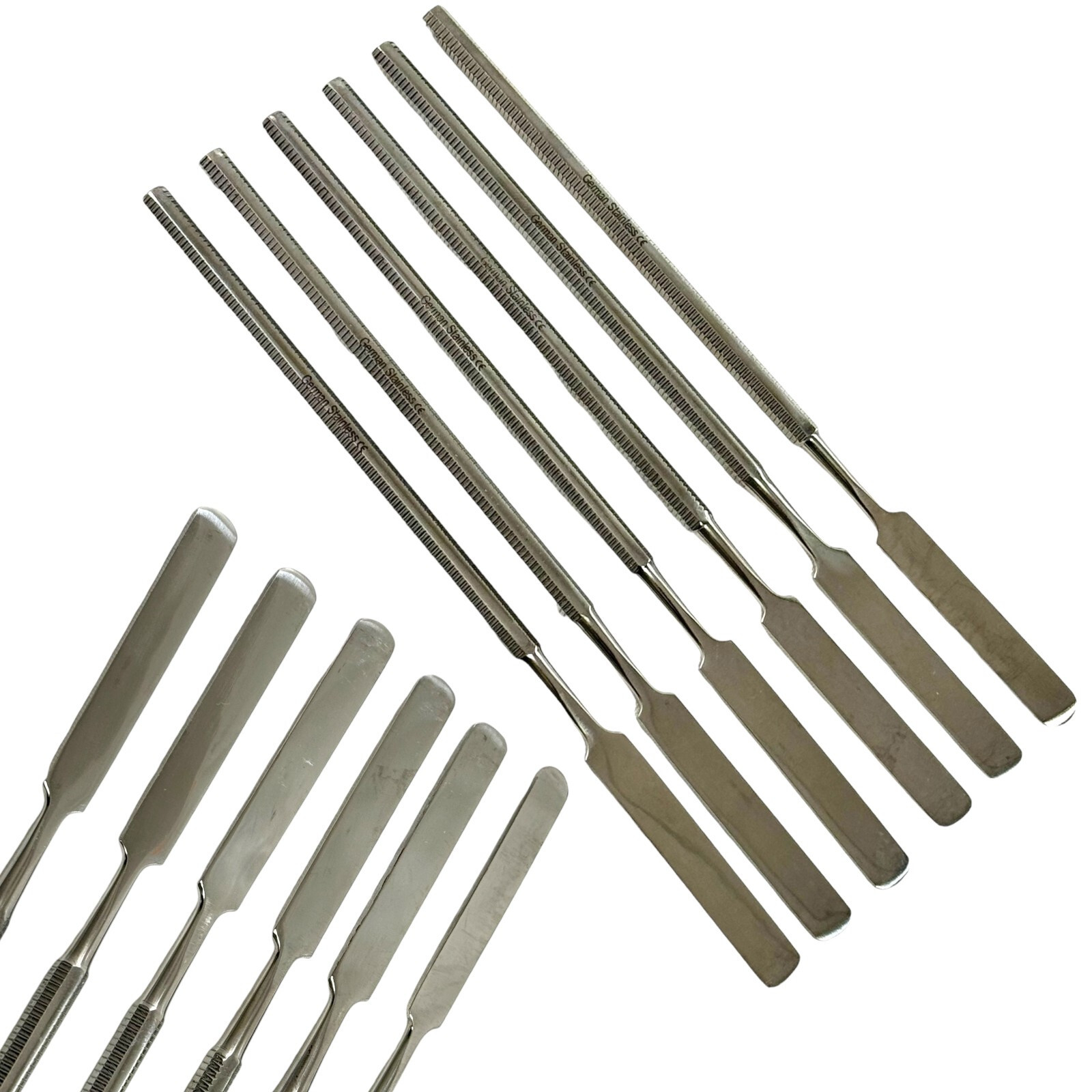 Dental Cement Spatulas, Flat Single-Ended with Textured Grip Stainless Pack of 6