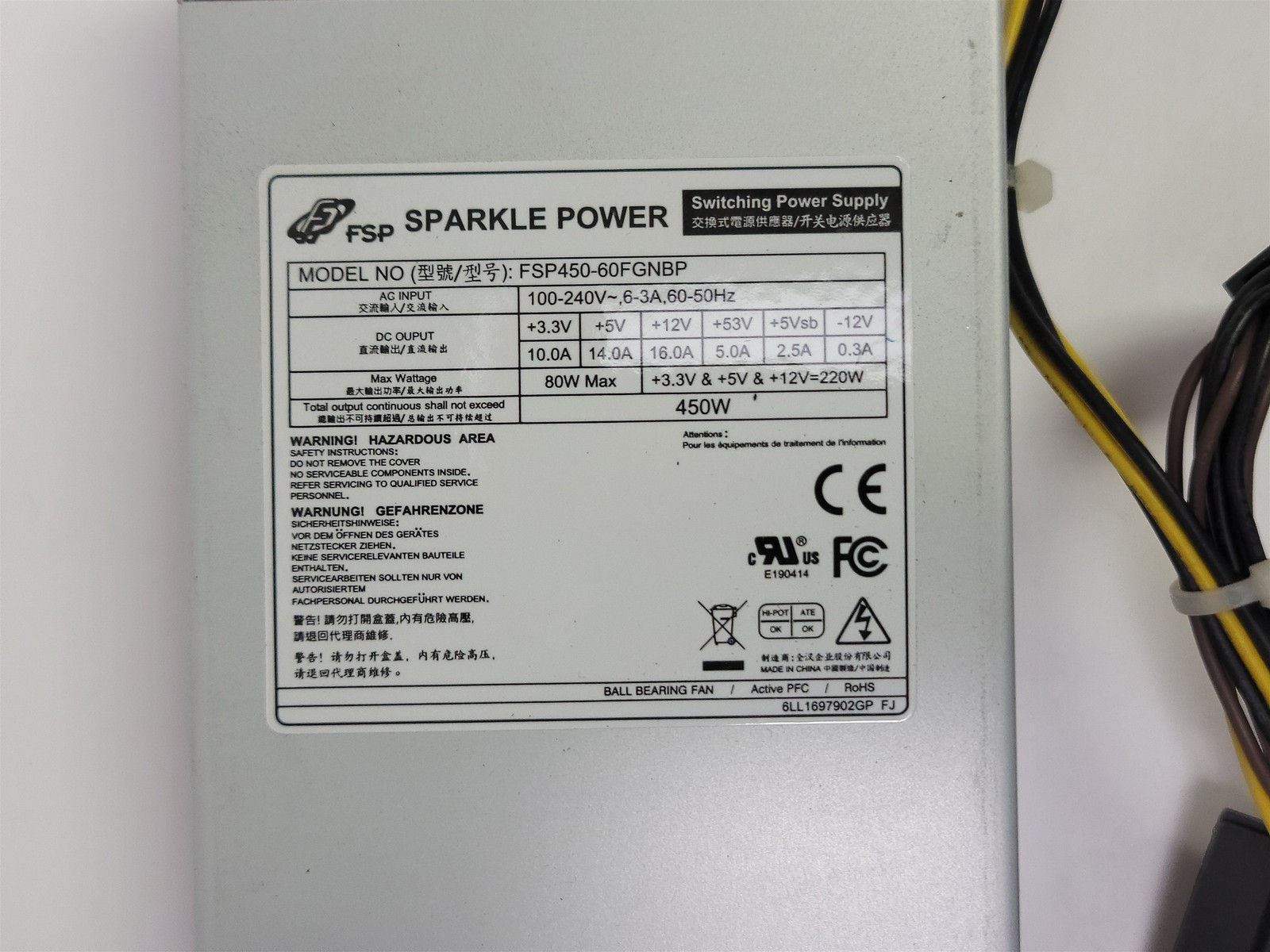 FSP Sparkle Power FSP450-60FGNBP Flex ATX Modular Power Supply , 450W , 24-Pin