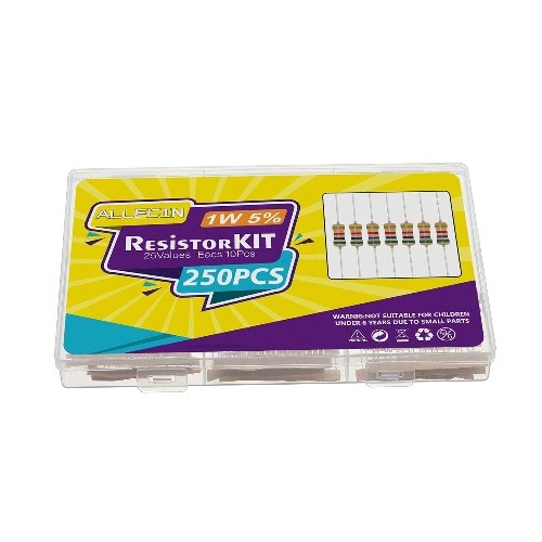 25 Values 1W Carbon Film Resistor Kit 1 Ohm to 1M Ohm Watt 5 Resistor Assortment
