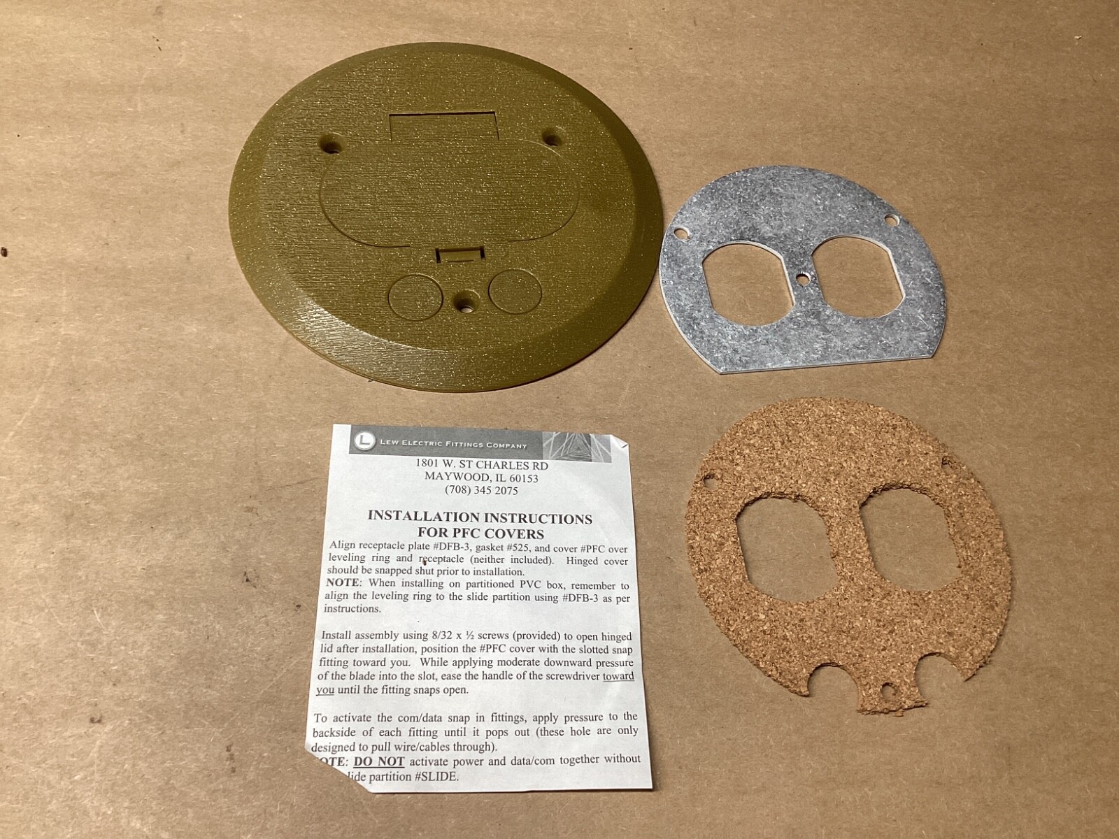 Lew Electric Round Lid Plastic Flanged Duplex Floor Box DFB-3 #104F128PR6*CO