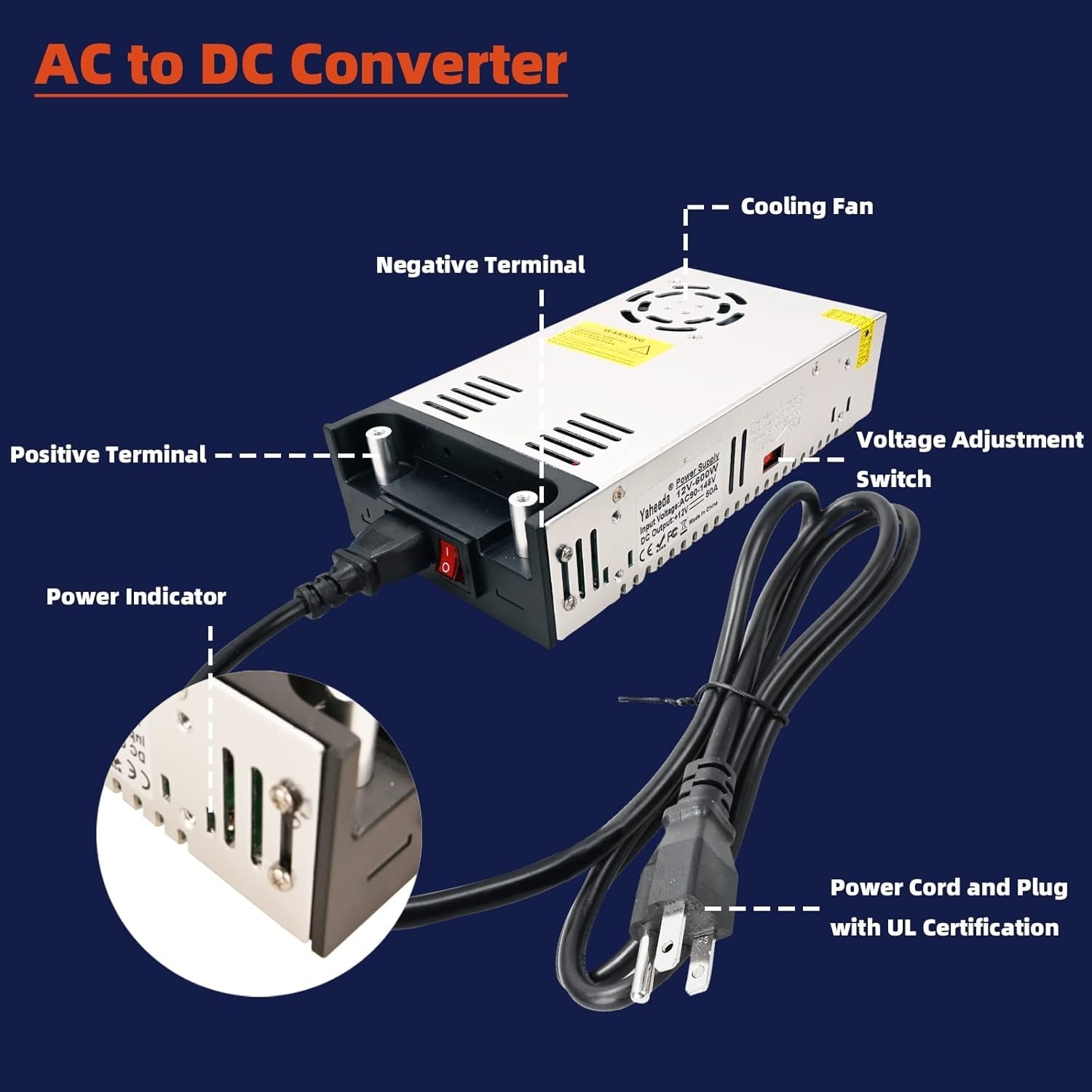New Version Converter 110V AC to 12V DC Converter Power Supply 12V 600W 50A DC