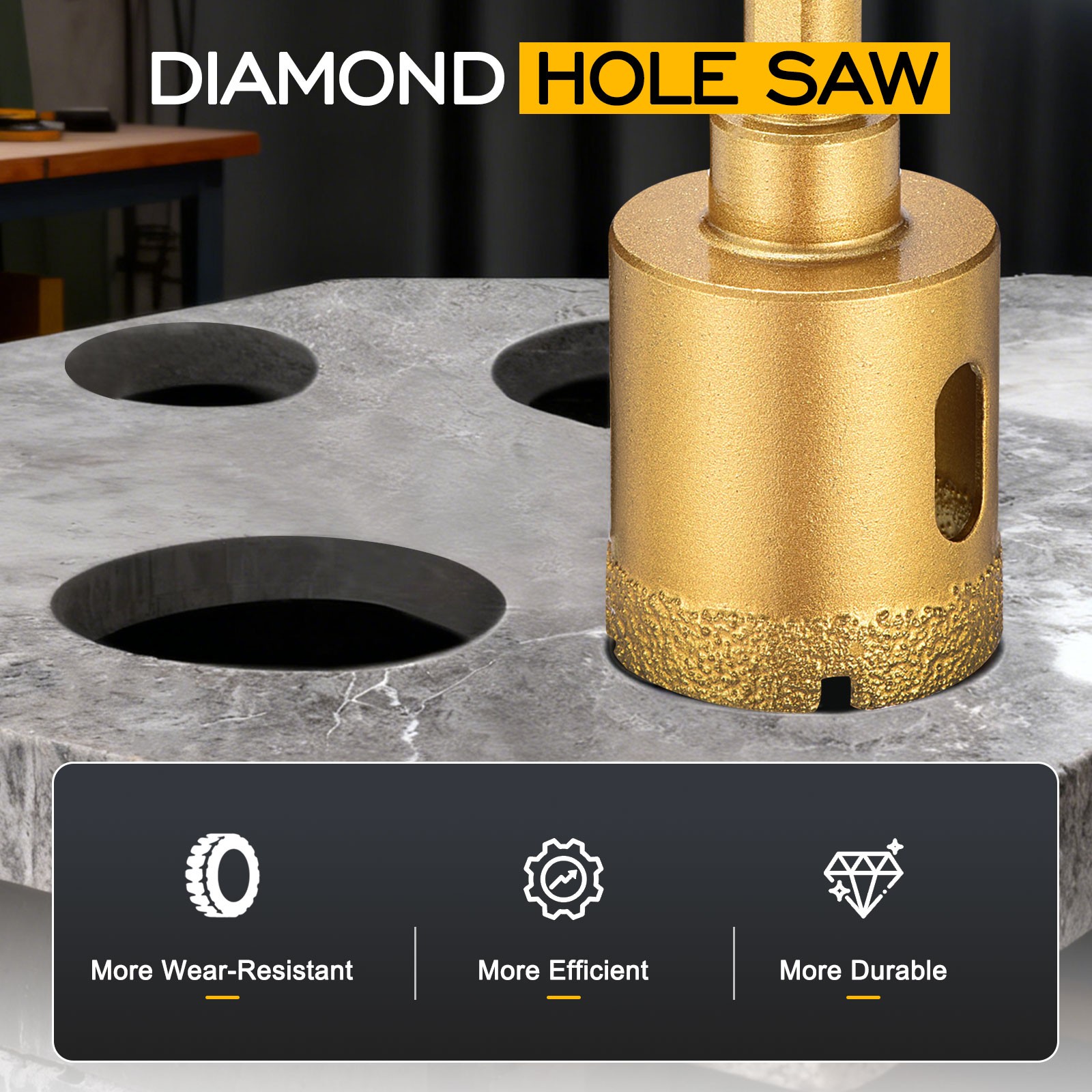 3.54″/90mm Diamond Hole Saw 1 PC. Gold