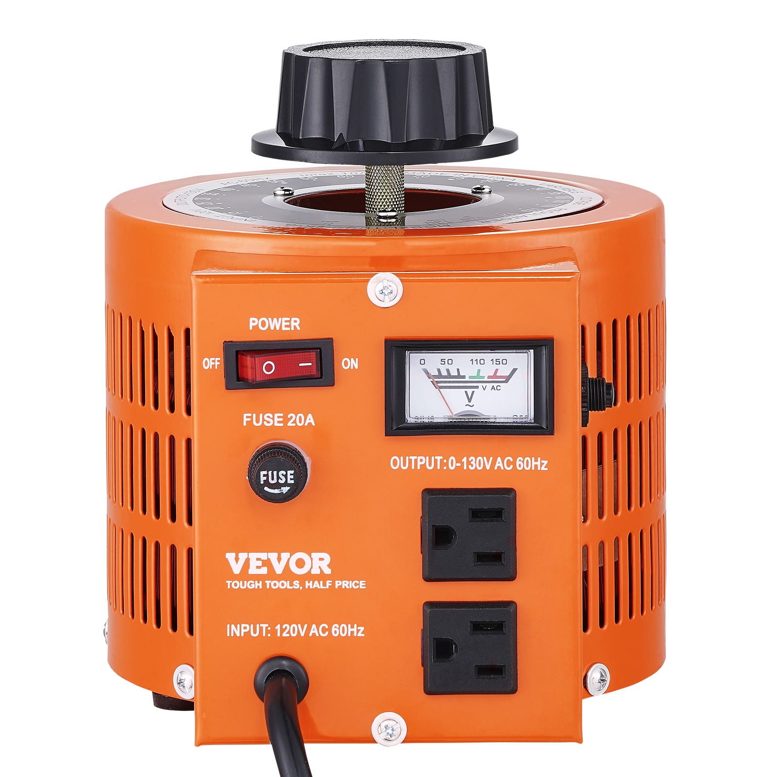 VEVOR 20Amp Variac Transformer Variable AC Voltage Regulator 2000VA 0-130V