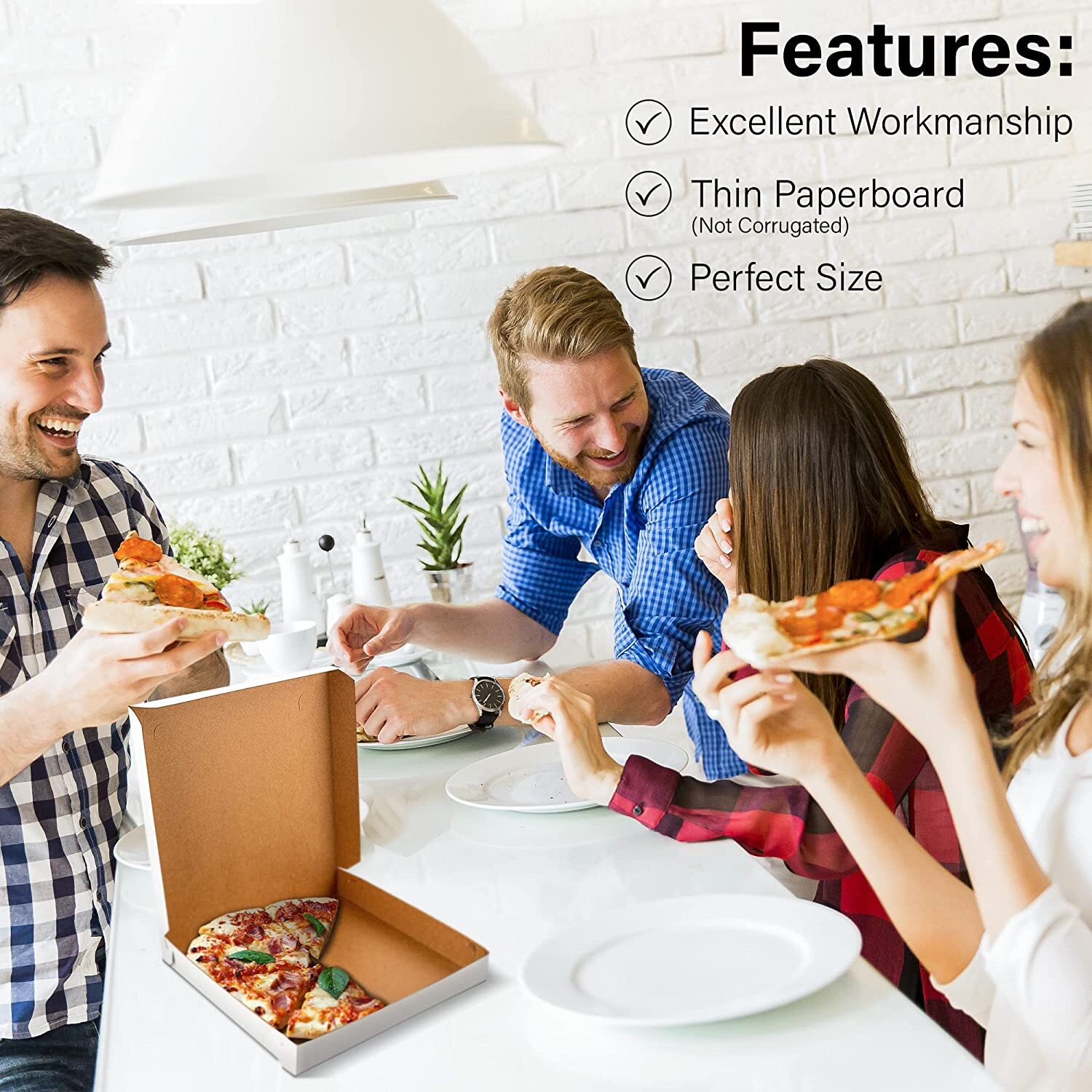 MT Products 10″ x 10″ x 1.5″ Plain White Extra Thin Pizza Boxes – Pack of 10