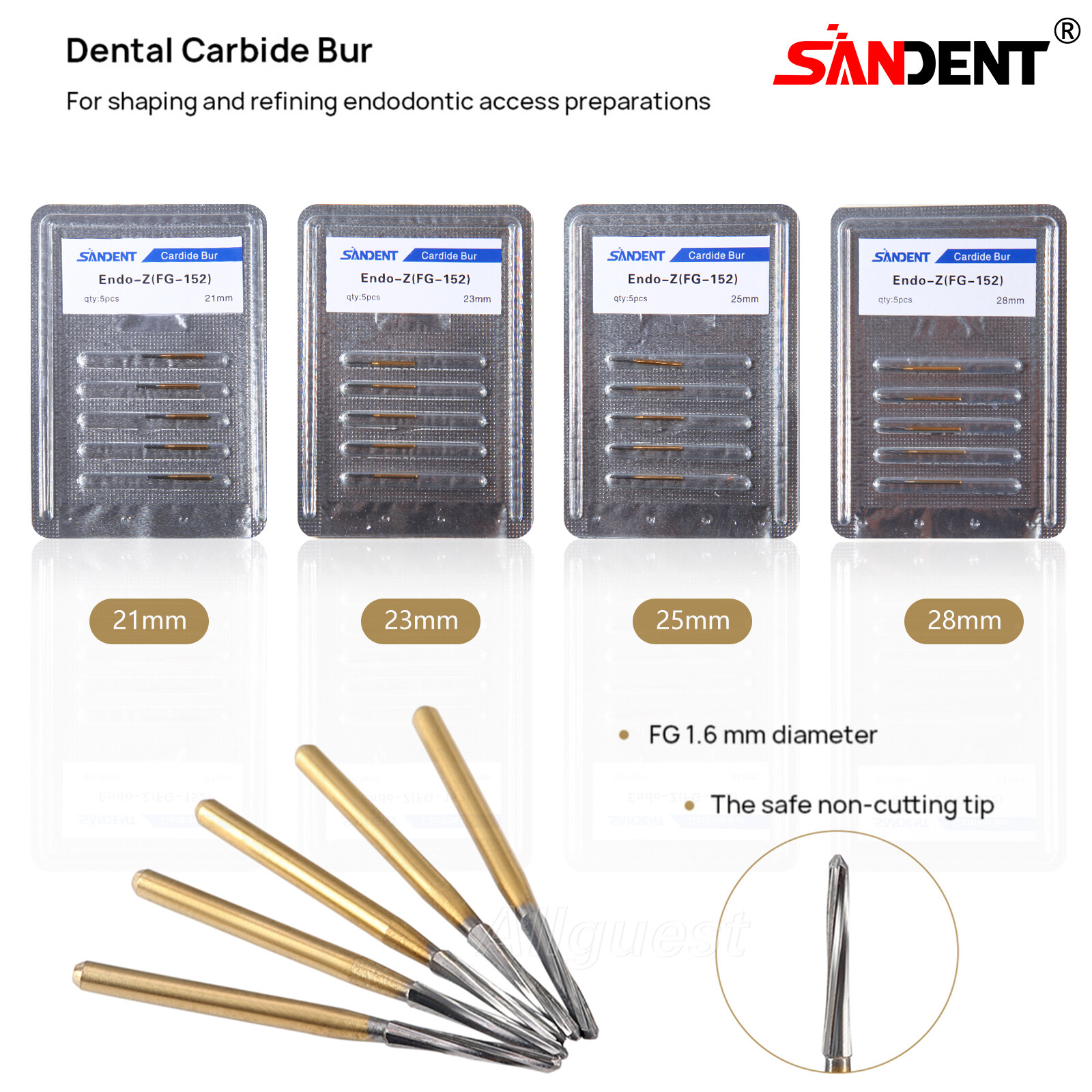 Dental Lab Drill Carbide Burs Tungsten Steel Trim Finishing FG ENDO-Z 21/25/28MM