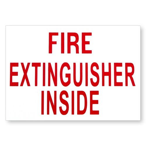 🔥🧯1-SELF-ADHESIVE VINYL «FIRE EXTINGUISHER INSIDE» SIGN..3″ X 4″ Free Shipping