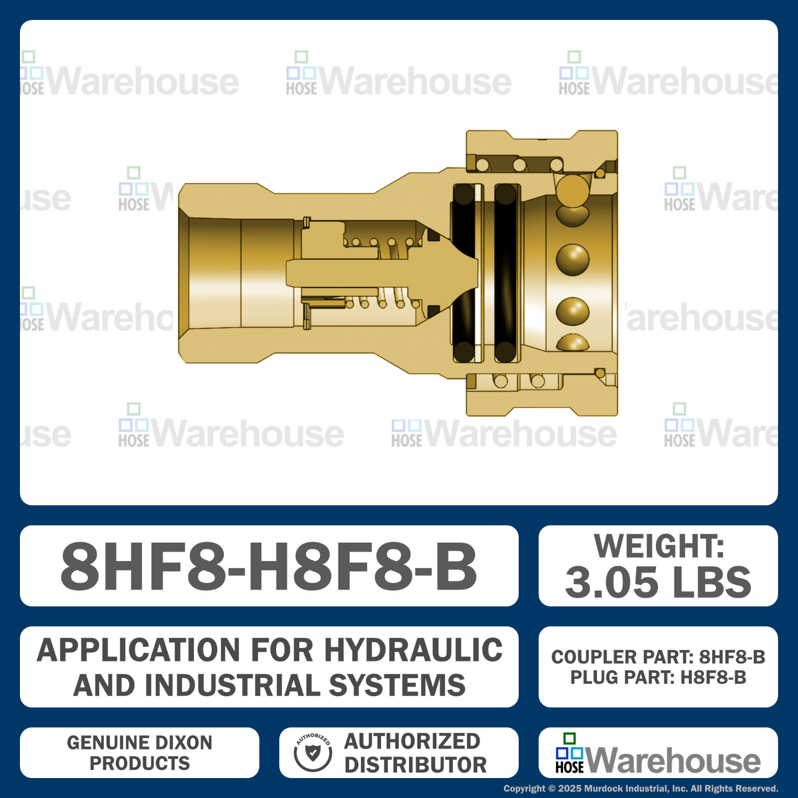 Genuine Dixon H-Series 1″ ISO-B Kit – 8HF8-B, H8F8-B, (2) 8HDP-H8DC – 3000 PSI