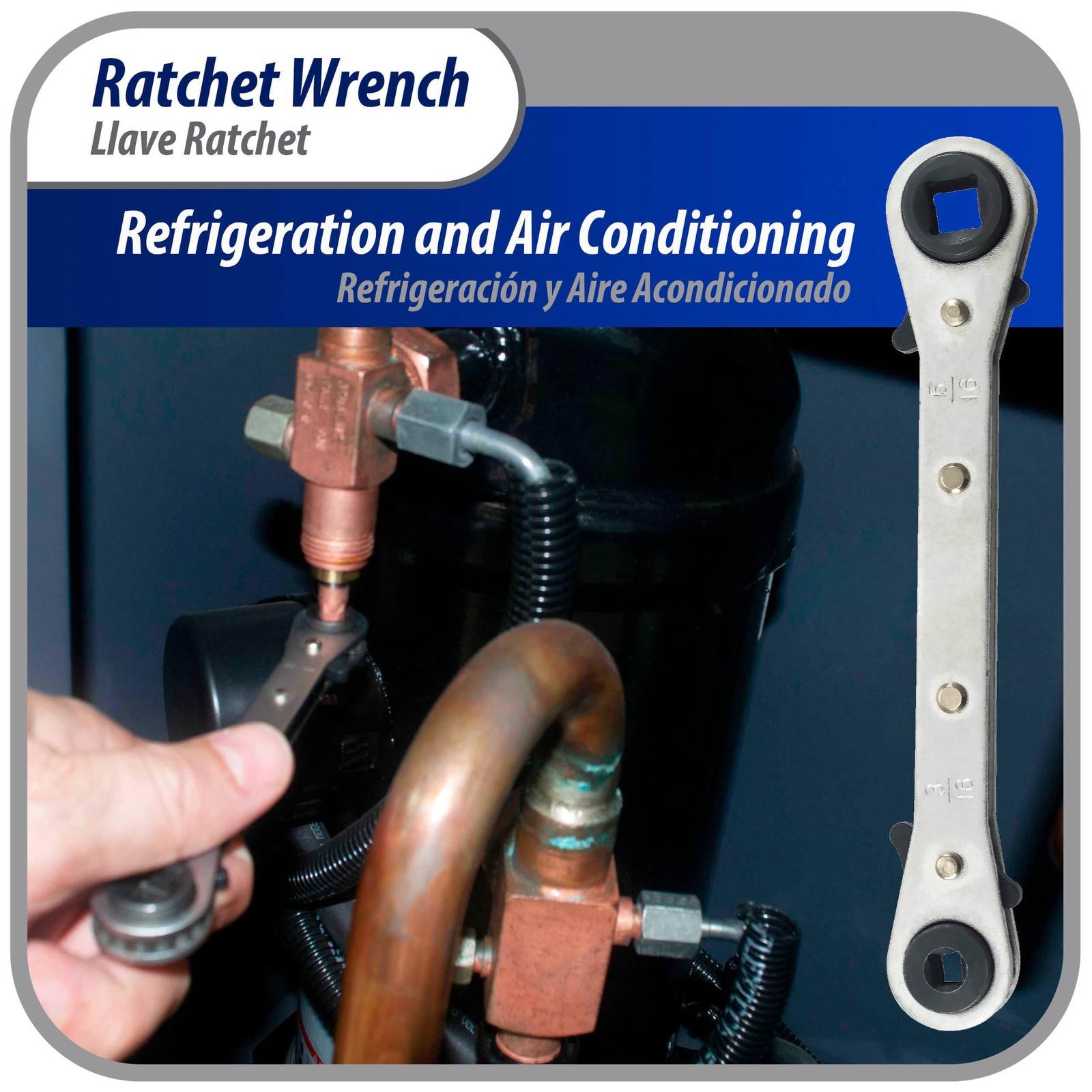 Appli Parts APT-RW122 HVAC 3/16, 1/4, 3/8 and 5/16 in service Wrench Tool with m