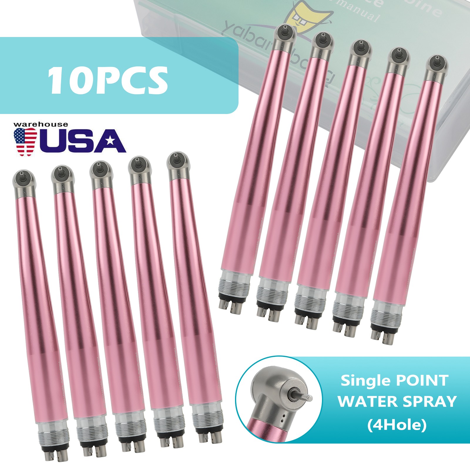 US NSK Dental High Speed Handpiece Air Turbine Anti-retraction 4 Hole Colorful