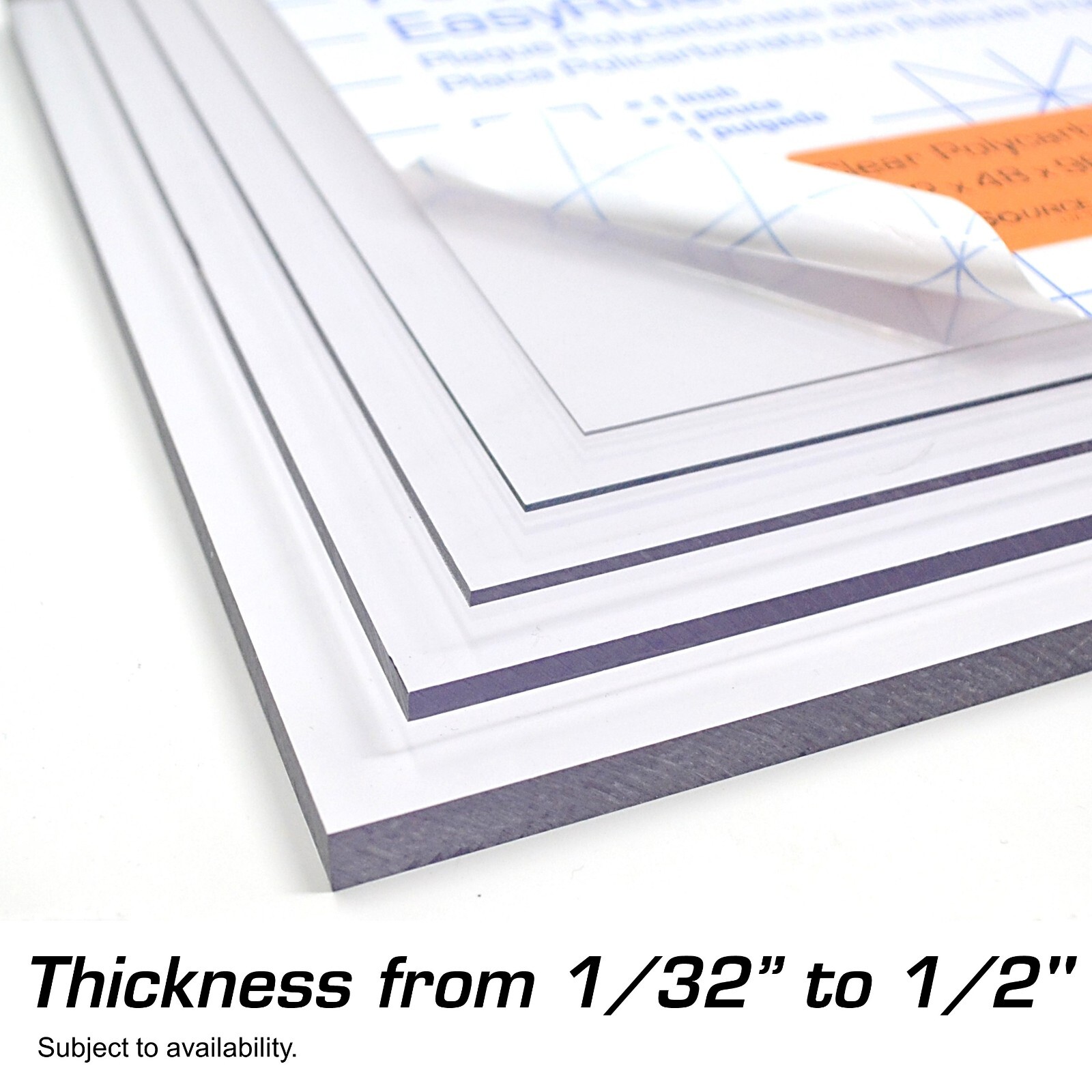 Polycarbonate Plastic Sheet 40″ X 48″ X 0.472″ (1/2″) Exact with EasyRuler Film