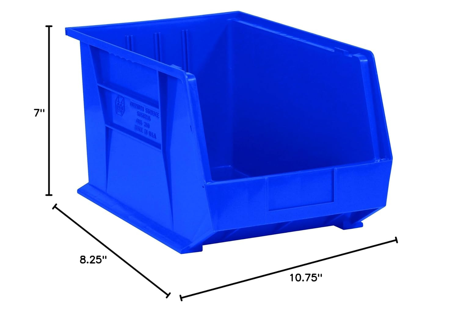 Plastic Stack/Hang Storage Bin Containers, 10-3/4 X 8-1/4 X 7 Inches, Blue, Pack