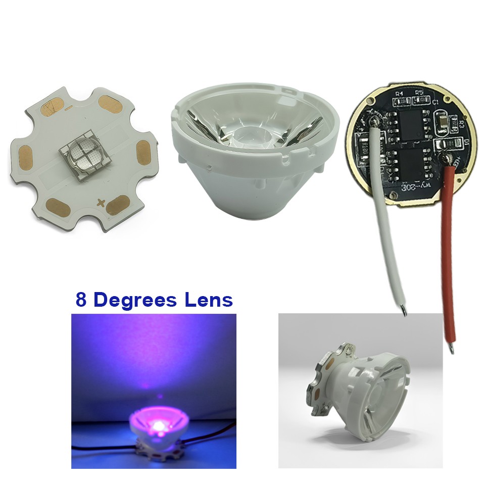 UV Purple led Bead 10W 5050 365nm 395nm with 5 Modes driver with LED lens DIY