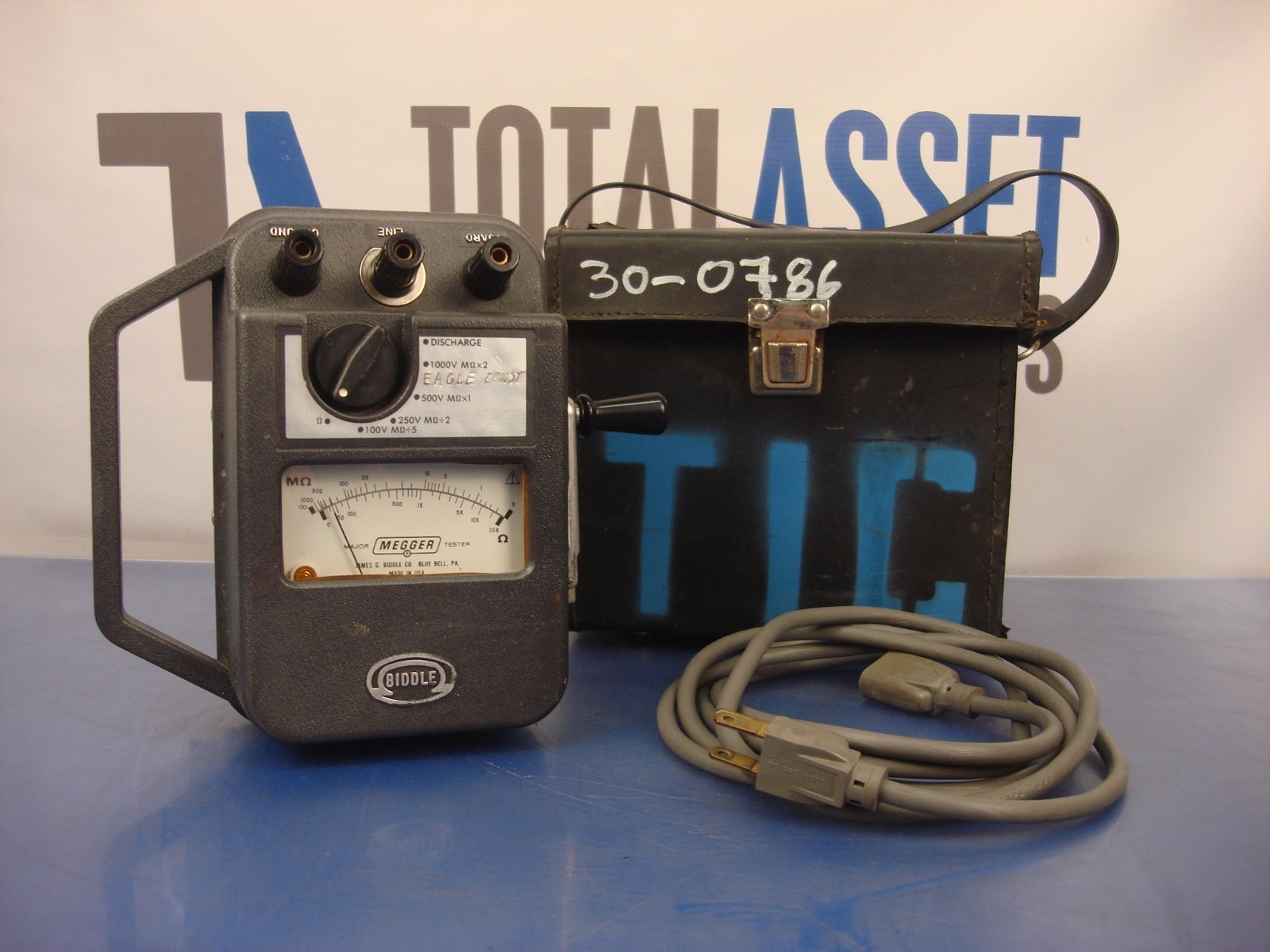 James G. Biddle Co. Major Megger Tester 21359 with Hand Crank and Bag