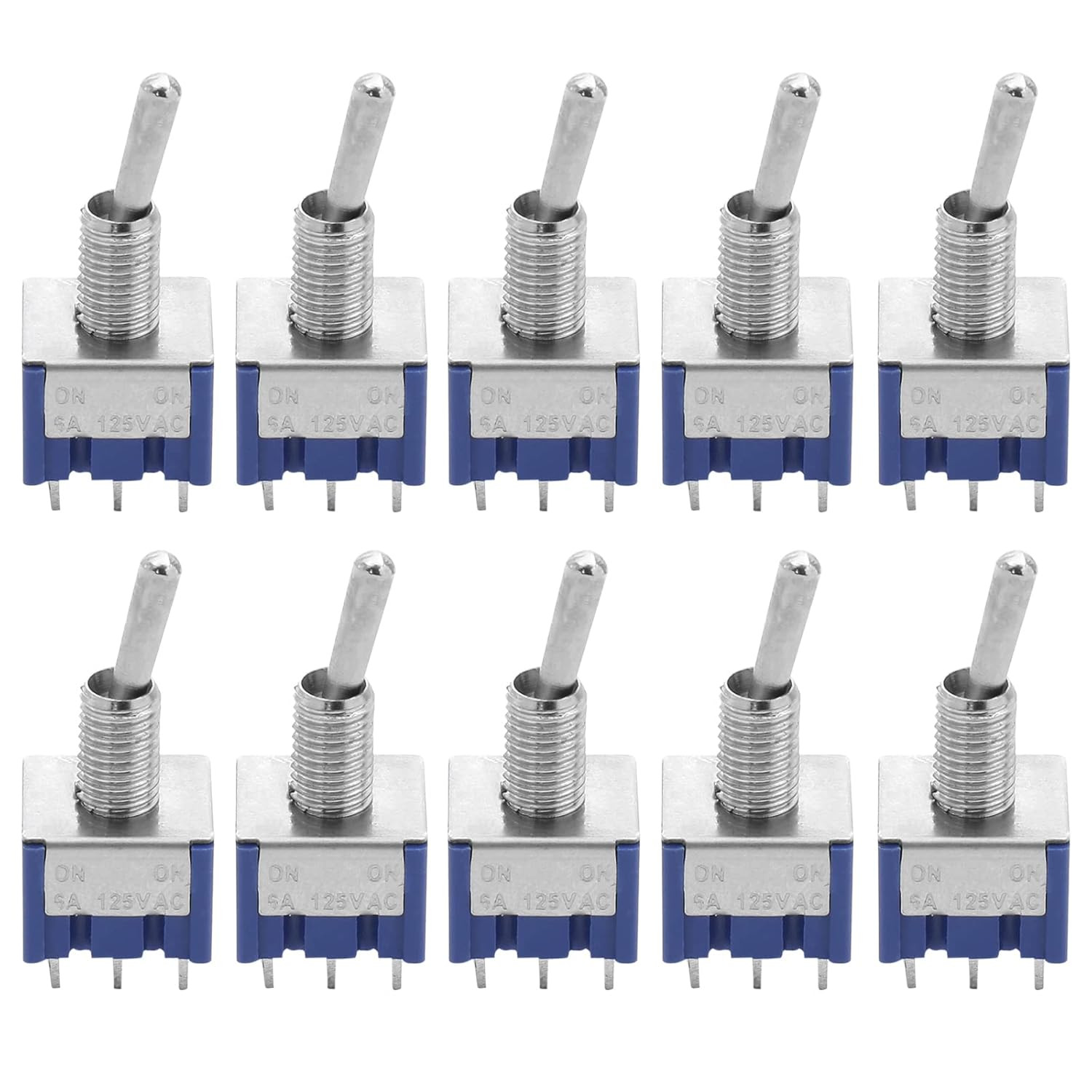 Miniature DPDT On/On 6 Pin 2 Position Latching Mini Toggle Switch AC 125V 6A NEW
