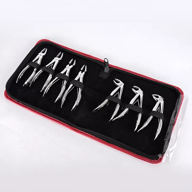 7 Pcs Dental Tooth Extraction Forceps Pliers For Children Pedo Kit Set