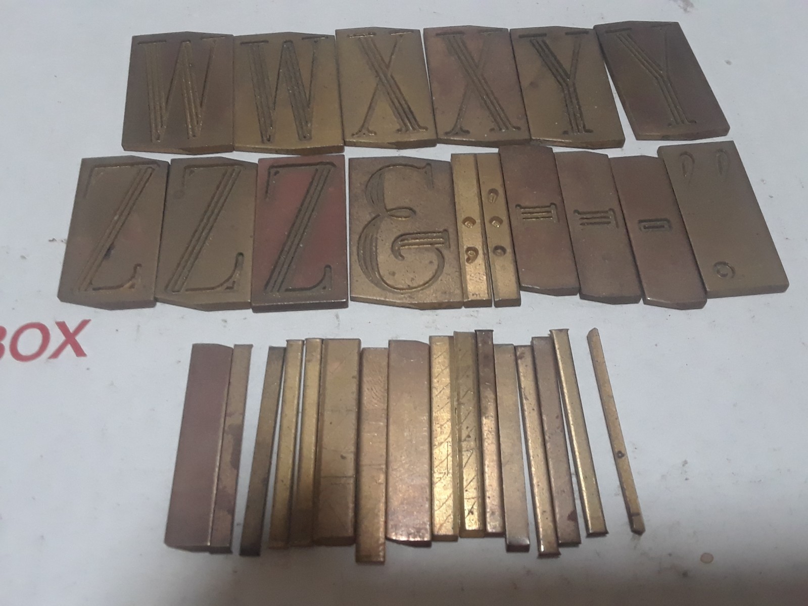 New Hermes Brass Font probably Condensed Roman Triple Line Font 139 pieces