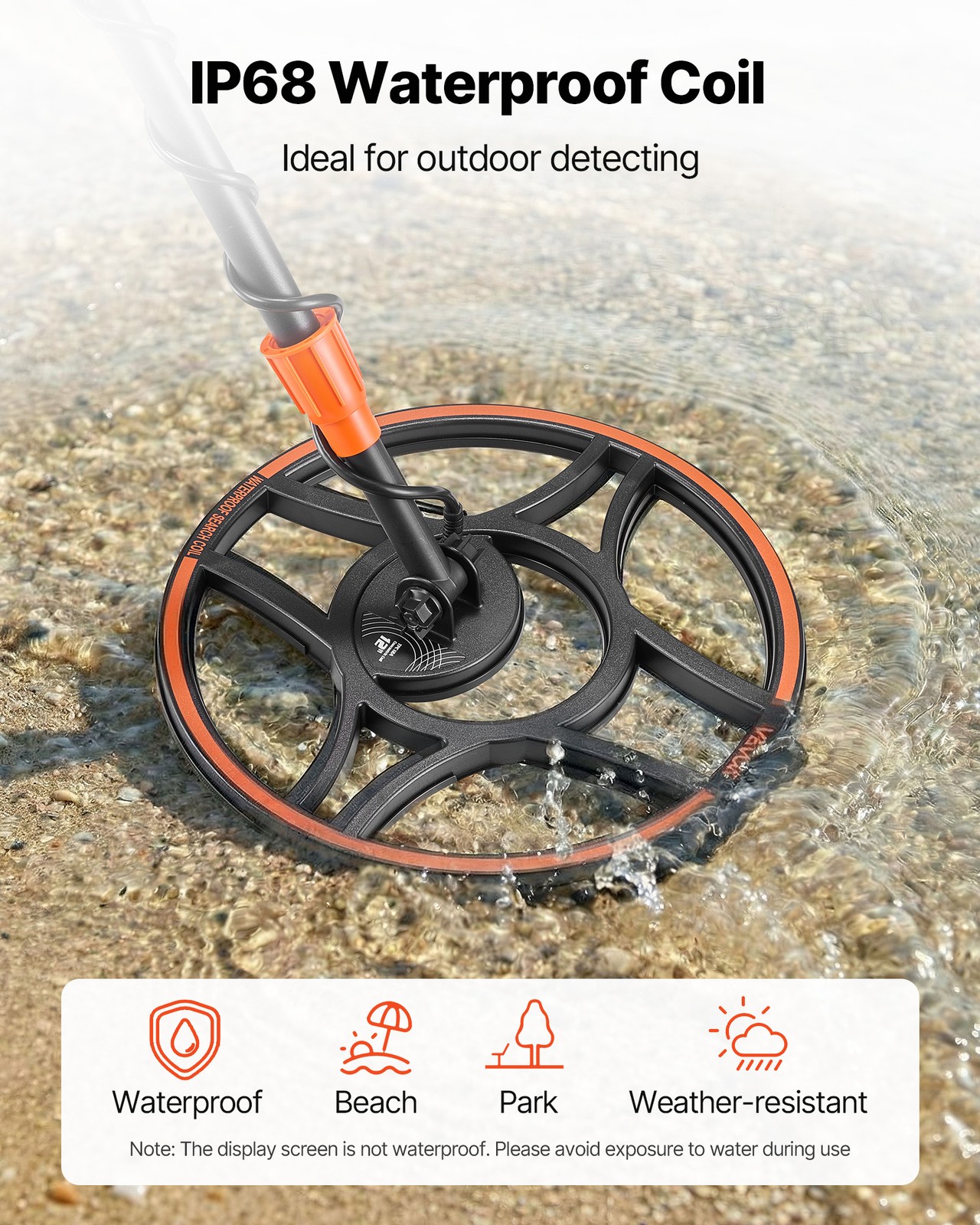 VEVOR Waterproof Metal Detector 12″ Professional Gold Detector for Adults IP68
