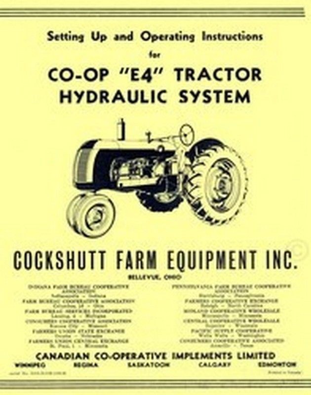 Cockshutt CO-OP E4 Tractor Hydraulic System Operators Manual
