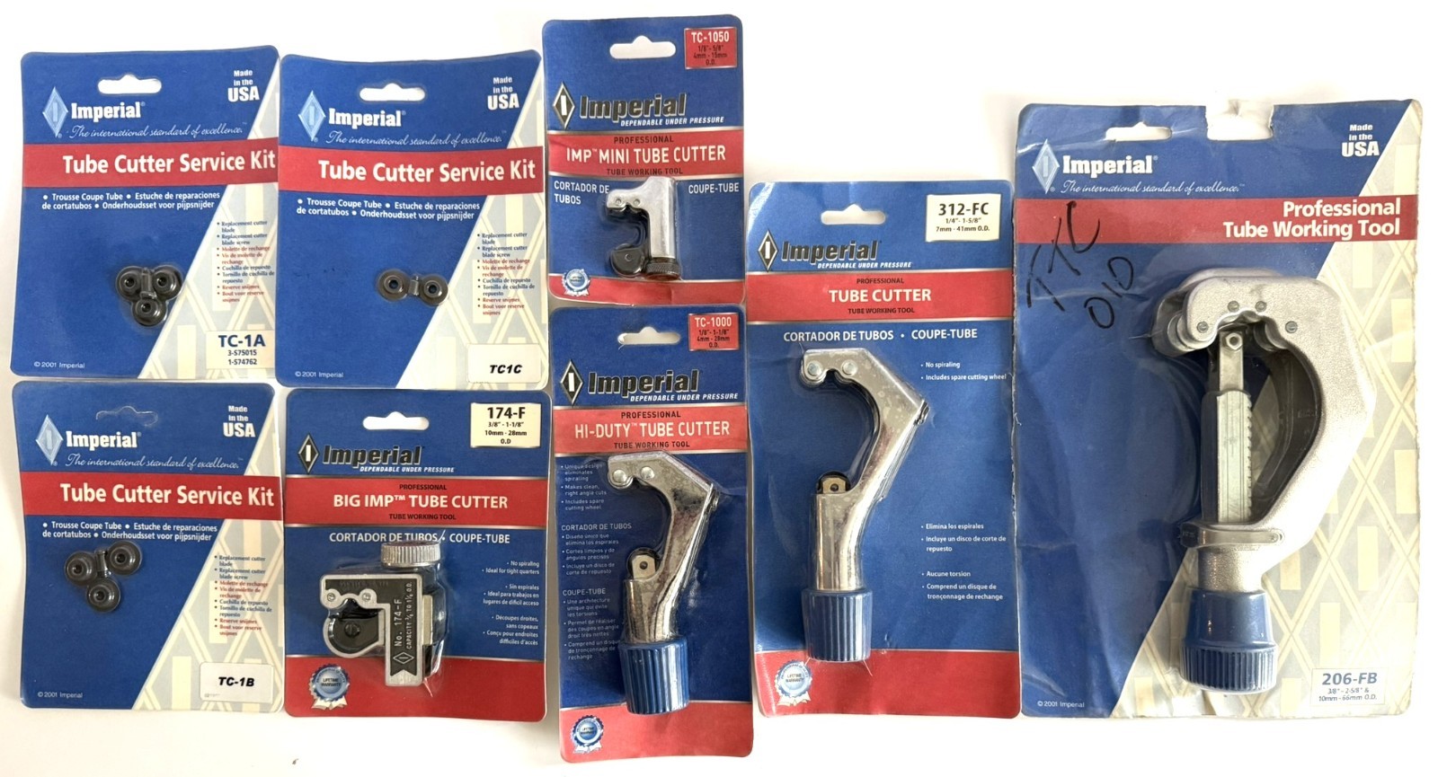 IMPERIAL TUBE CUTTER LOT of 5 CUTTERS and 3 SERVICE KITS BLADES PIPE HVAC