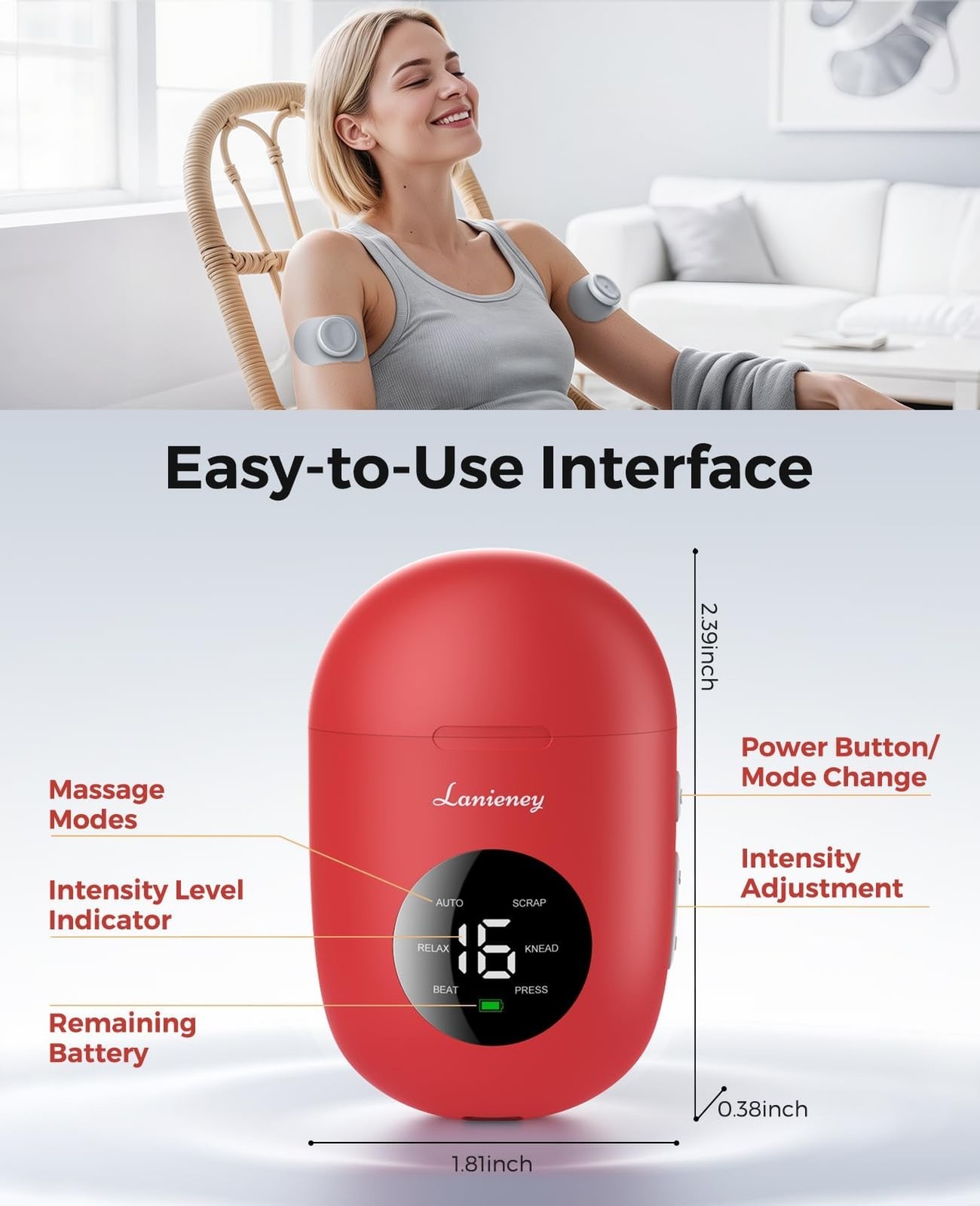 Wireless TENS Unit, Muscle Stimulator for Pain Relief, Portable TENS Machine,…