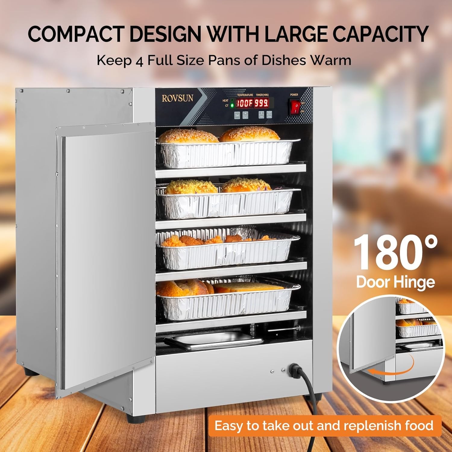 4-Tiers Hot Holding Cabinet Commercial Electric Food Warmer Hot Box Pizza Warmer