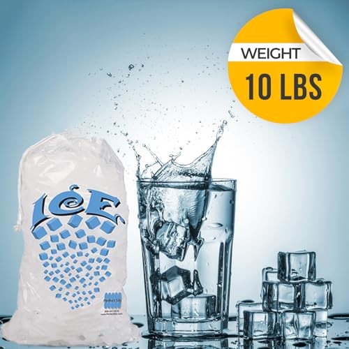 100ct 10lb Clear Cotton Drawstring Ice Bags 1.5 Mil Durable for Food Service