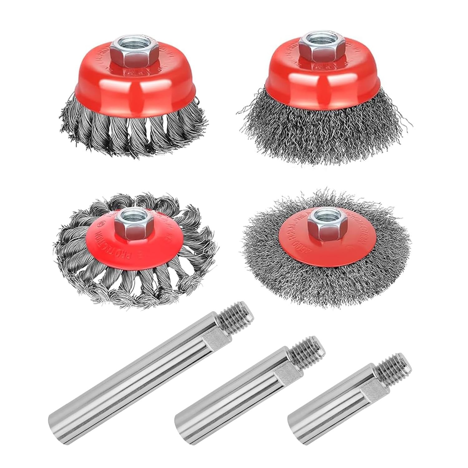 Wire Wheel Brush Set for Angle Grinder Coarse Rust Removal Surface Prep