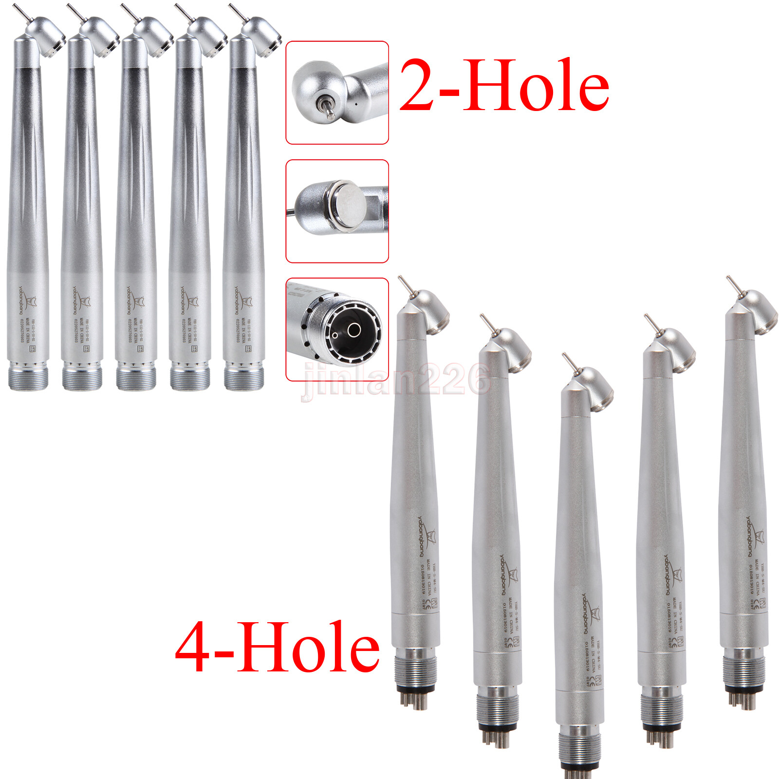 Dental 45 Degree High Speed Handpiece Push Turbine 2/4 Hole