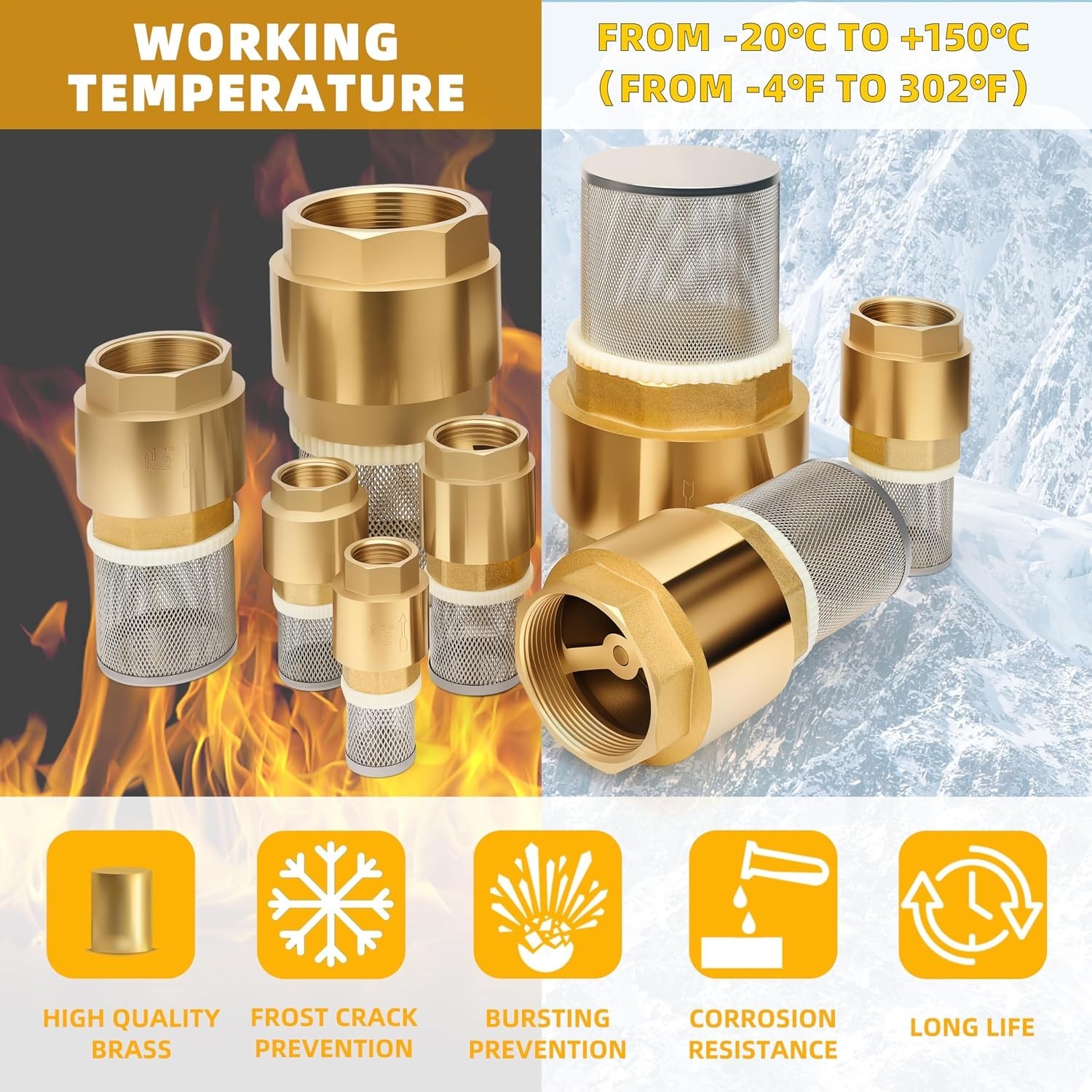 Durable 4″ Brass Foot Valve with Integrated Filter – Explosion-Proof Check Valve